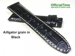 18/16mm Calf Leather with Alligator Grain Strap - Black